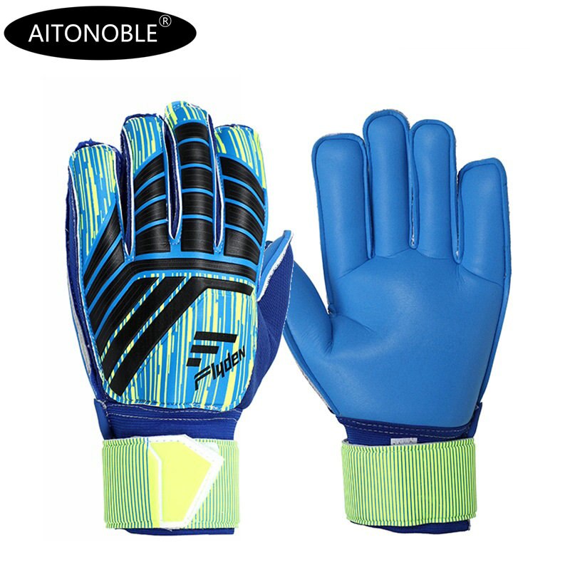 Aitonoble Professionele Voetbal Doelman Glvoes Latex Vinger Bescherming Volwassen Studenten Voetbal Goalie Handschoenen: 10 / Blue