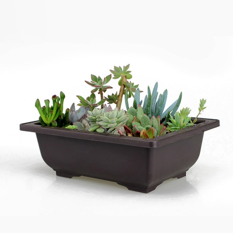 High Garden Pots Flower Planters Pot Imitation Balcony Square Pots Flower Bonsai Bowl Planter Rectangle Bonsai