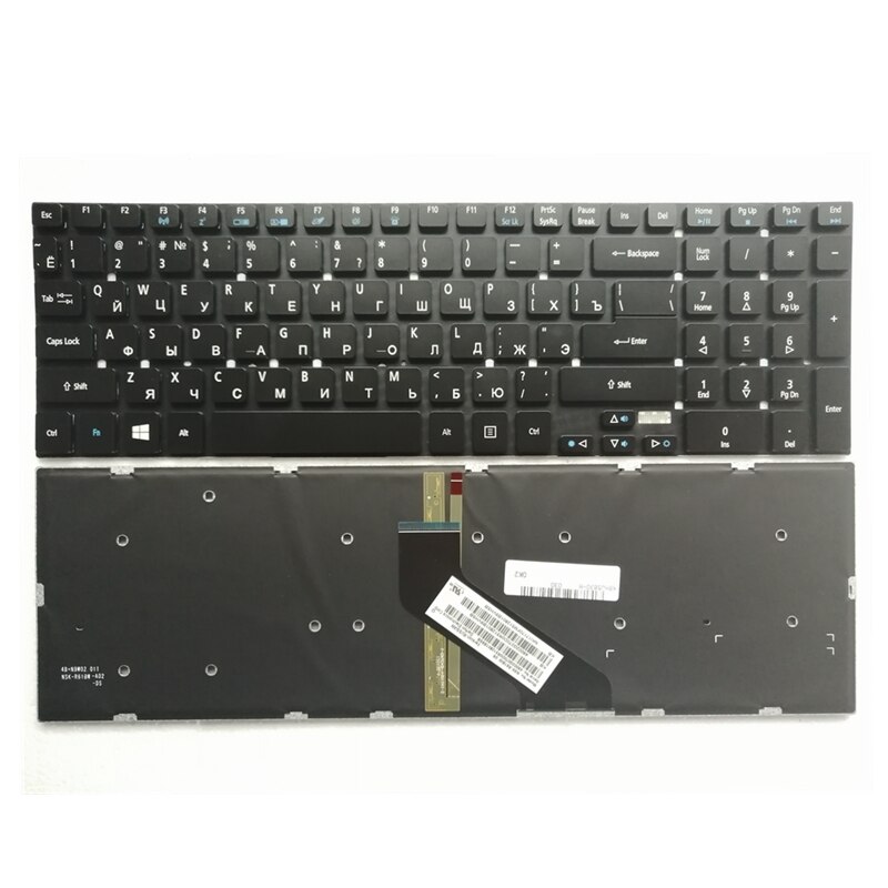 Russian Keyboard for Acer Extensa 2508 2509 2510 2510G Z5WBH EX2508 X2508 EX2509 EX2510 2508G 2509G 2510G-365E RU Black White: Black Backlight