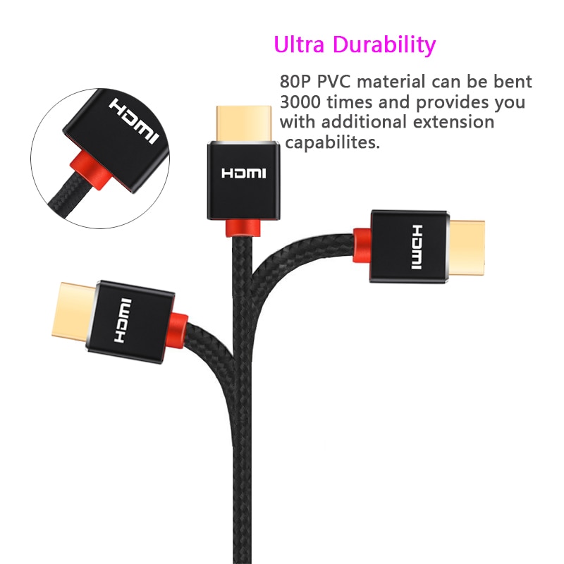 Lungfish High Speed HDMI Cable with ARC Ethernet Newest Standard Supports 1080p 3D Audio Return, Ultra HD 1m 2m 3m 5m 10m