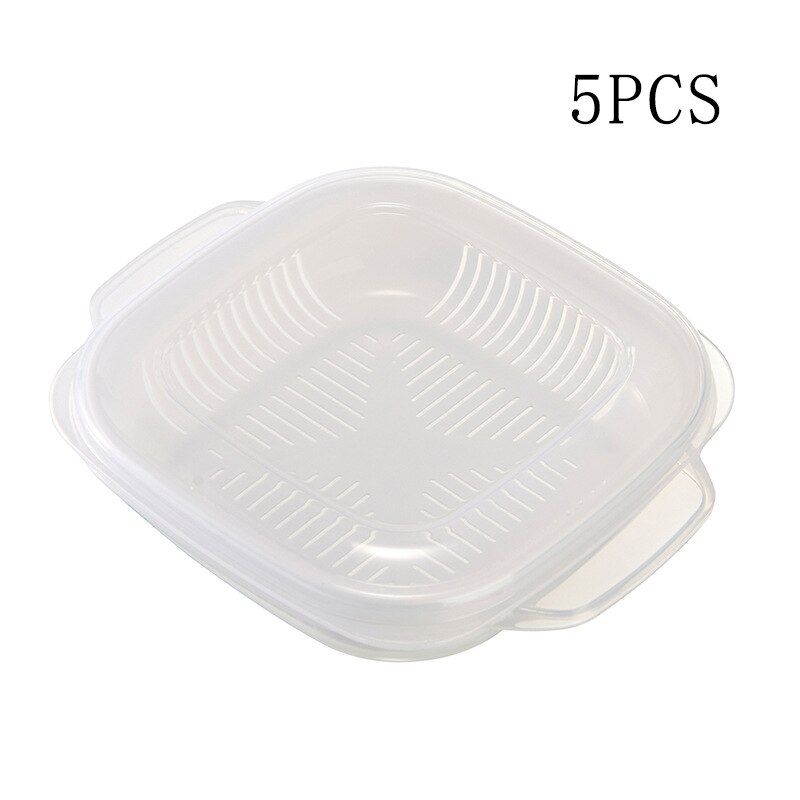 Fresh-keeping Box Frozen And Heated In Microwave Oven Vegetable Rice Separate Rice Sub Packaging Box Kitchen Organizer Container: 5pcs
