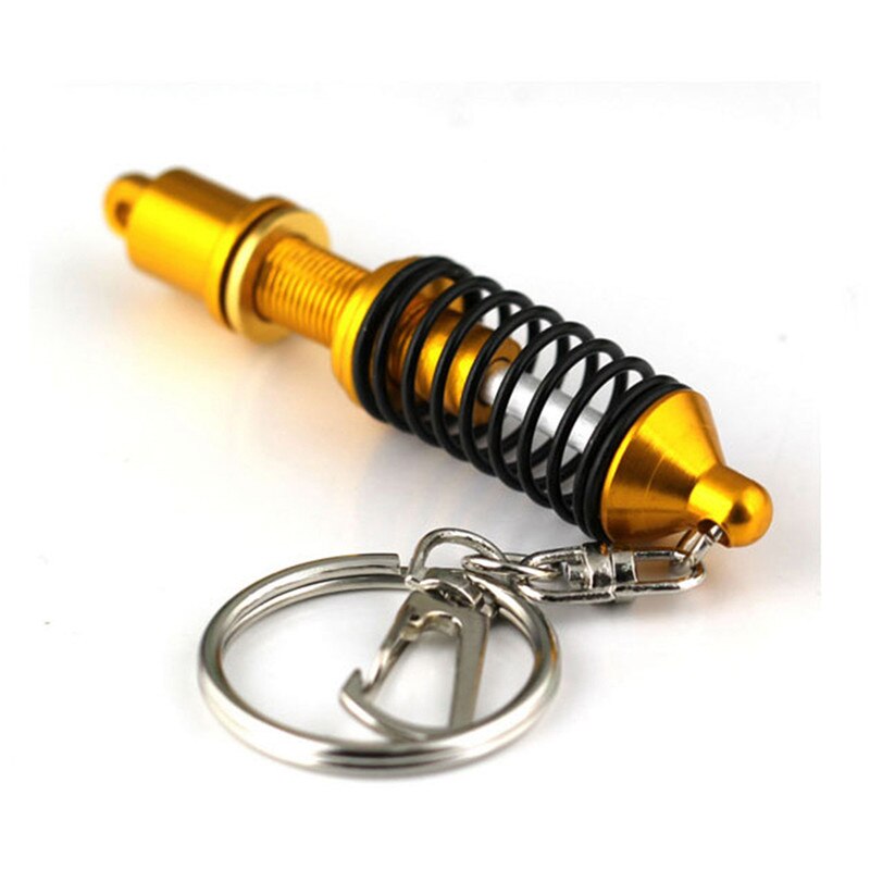 Ajustable a estrenar Cool colorido Metal útil llavero primavera coche pieza de amortiguador llavero aleación: Gold