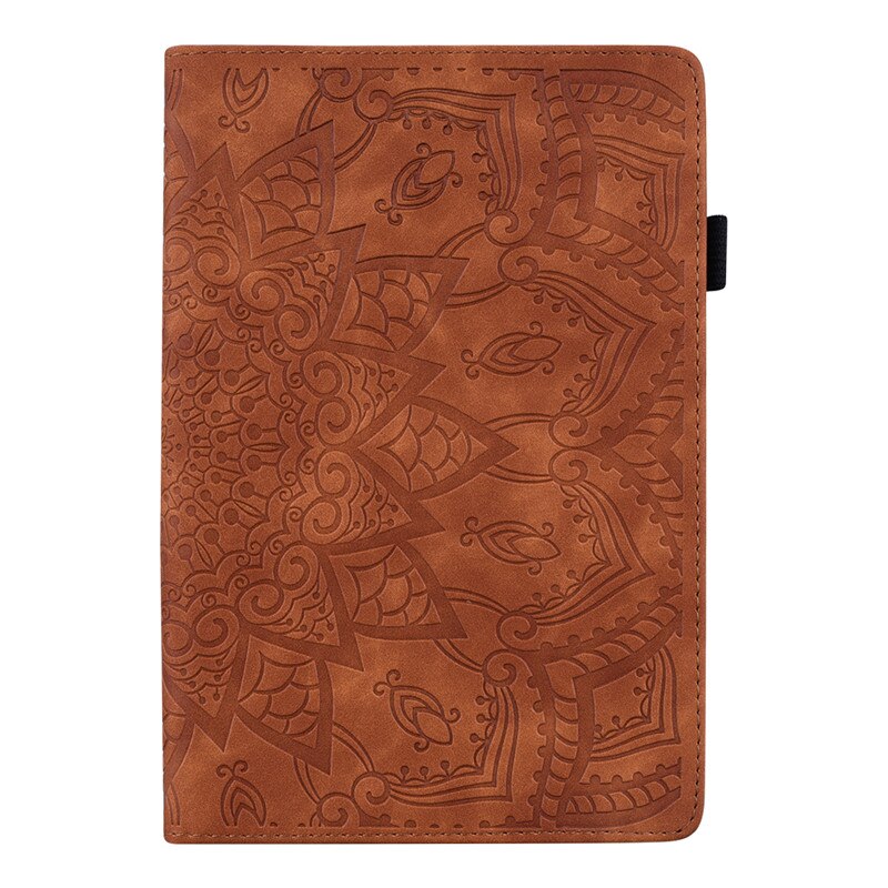 Tablet Bloem 3D Emboss Pu Leather Cover Voor Lenovo Tab M10 Case Funda 10.1 "TB-X505F TB-X505L TB-X505X TB-X605L TB-X605F: Brown