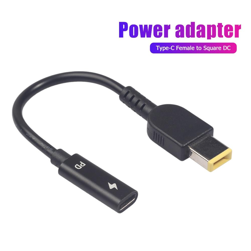 Type-C Female to Square DC Male Plug PD Charging Cable Power Adapter Connector For Lenovo Thinkpad Laptop Charger Cord