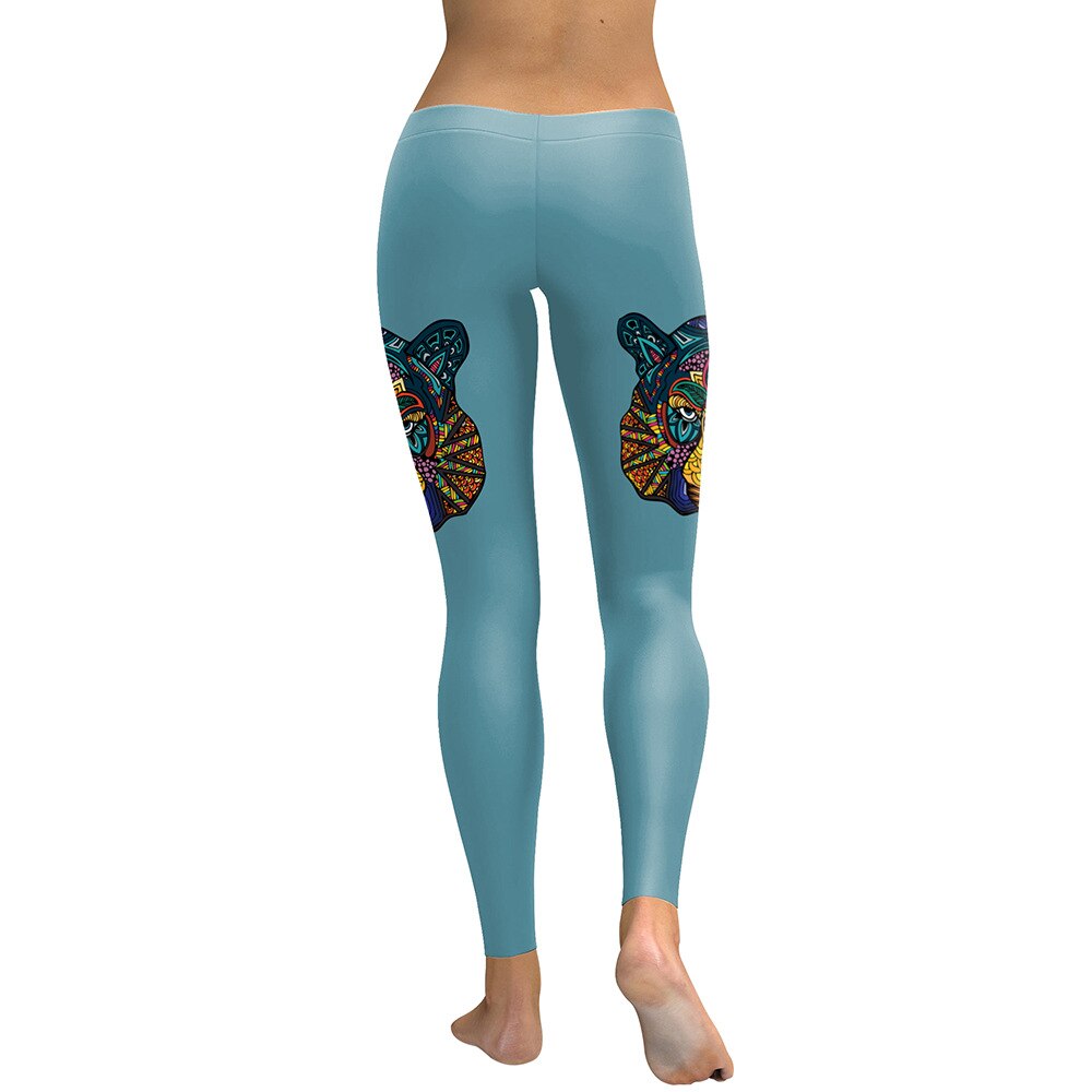 JIGERJOGER blau Pinterest top muster MOSAIK hund diagramm drucken enge Dünne Sportliche studio frauen plus größe stretchy leggings