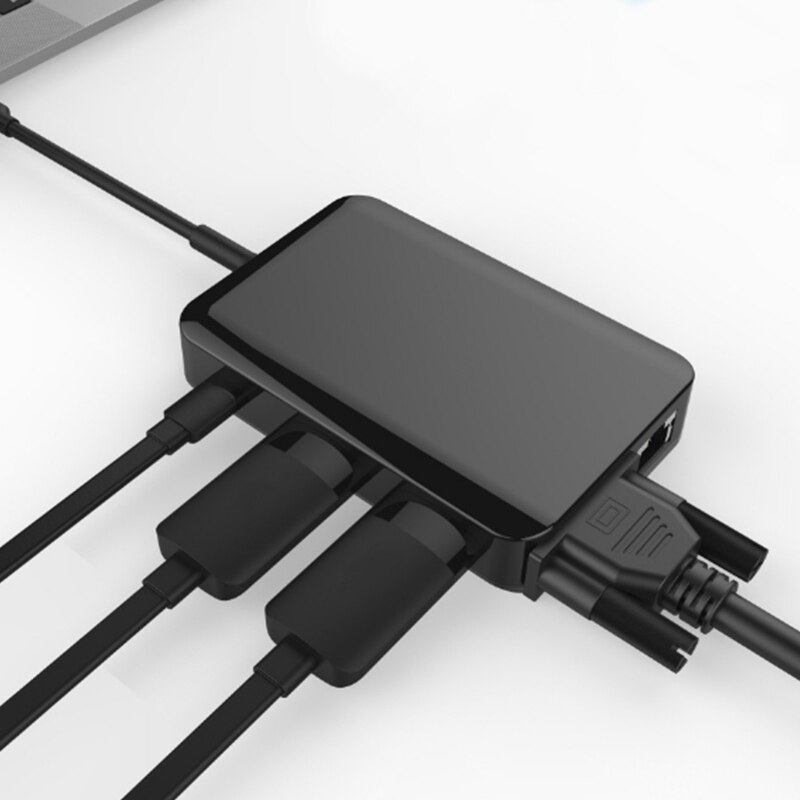 Hub usb 9 in en 1 multiport usb c double  rj45 adaptateurs hdmi 3.5 o vga stations de charge pd pour pc