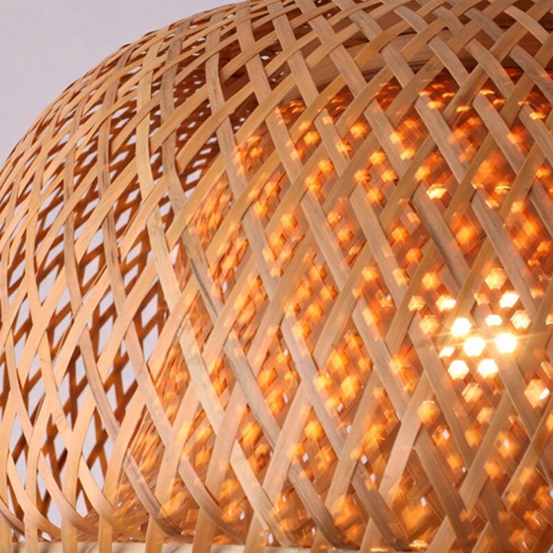 Modern Bamboo Work Hand Knitted Bamboo Weaving Chandelier Restaurant Handmade