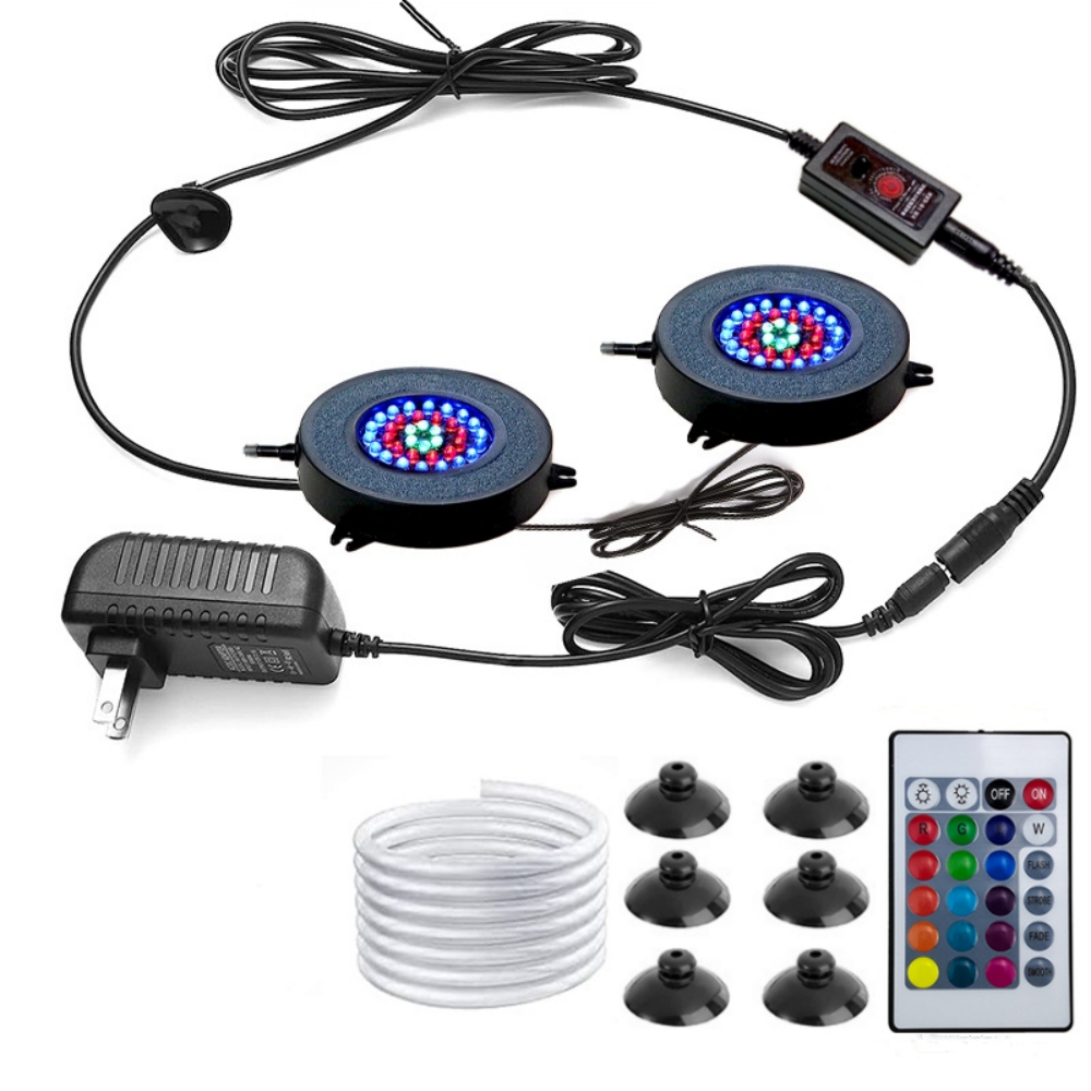 Ip68 Waterdicht Rgb Led Onderwater Licht 36Leds Dc 12V Aquascaping Zuurstofrijke Bellenlamp 21K 24K 40K Afstandsbediening: Blauw / eu-stekker