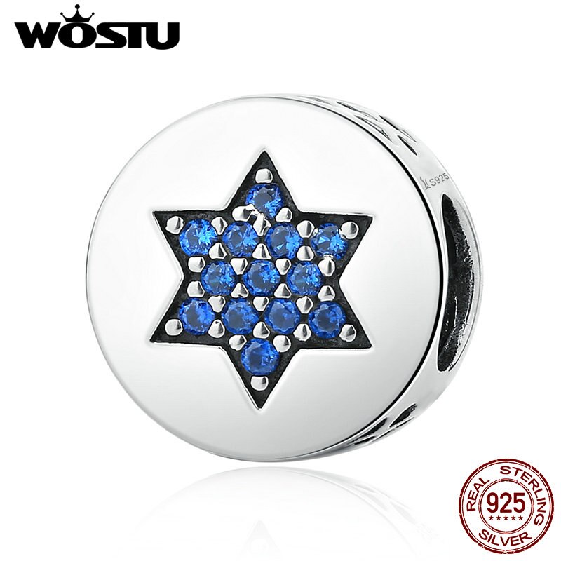 100% 925 Sterling Silver Blue Belief Star Charm Beads Fit Original WST Bracelet Authentic Fine Jewelry