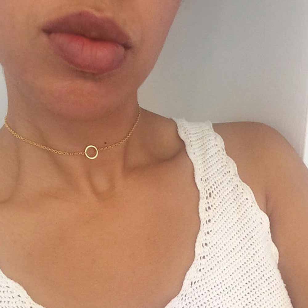 VKME Simple Dainty Gold Choker Karma Necklace Bohemian Jewelry for Her