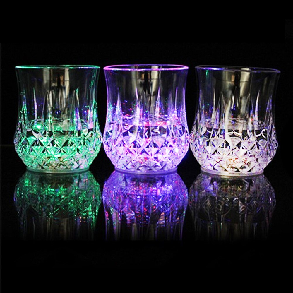 Inductive Colorful LED Glass Cup Wine Whisky Cup Flash light Acrylic Bar Party Beverage Cup Night Light Cup