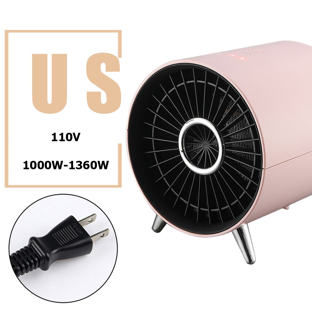 Energy Saving Mini Bedroom Air Electric Heater Low Noise PTC Ceramic Heater Stove Radiator Electric Winter Warmer Machine: US plug Pink