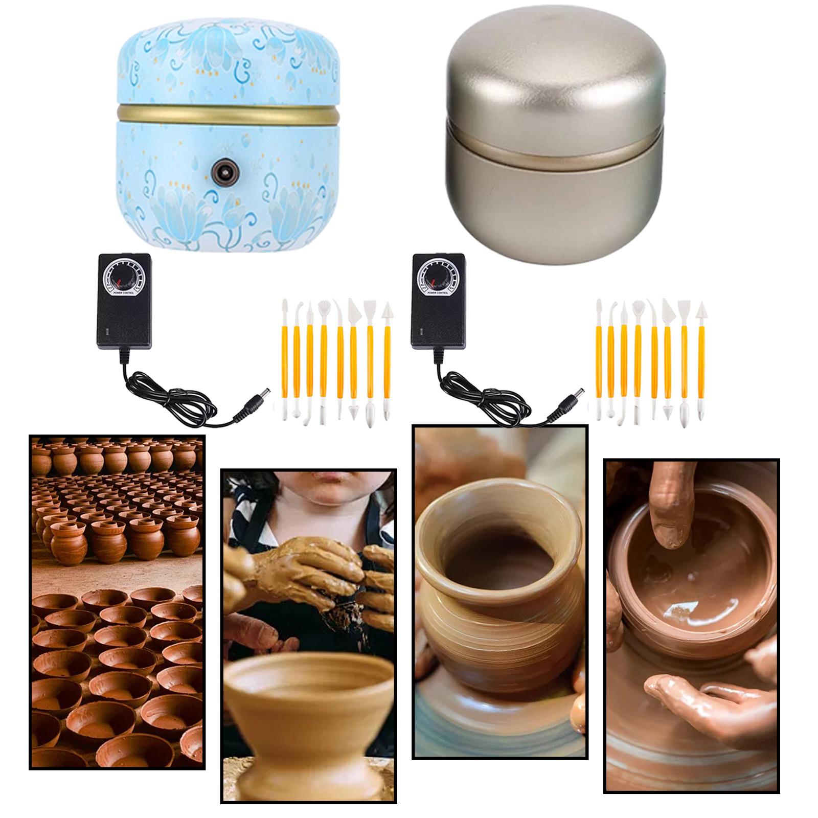 MINI Pottery Wheel Machine with Sculpting Kit Ceramics Clay Pottery Tools Rotary Plate Electric Pottery Turntable