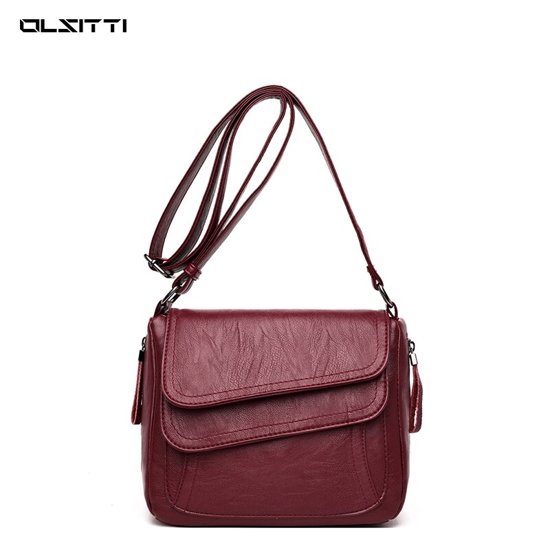 Retro Effen Kleur Pu Lederen Schoudertassen Voor Vrouwen 2021Fashion Casual Laag Luxe Mode Messenger Bags