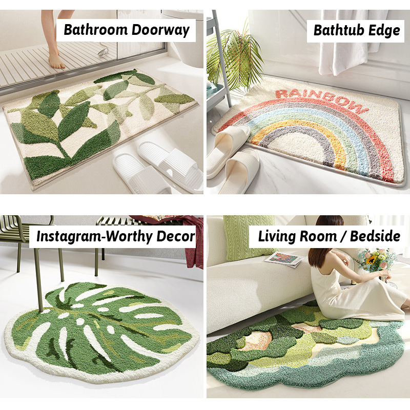 Quick Dry Absorbent Bath Rug Non Slip Soft Cloud Comfort Anti Shedding TPR Backing Lock Fiber Tech No Lint Fluffy Bathroom Mat