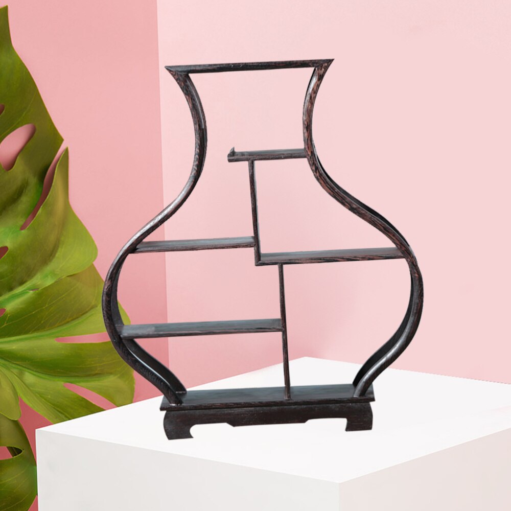 1Pc Wood Shelf Retro Antique Shelf Rosewood Crafts Wenge Display Stand without Ornaments (Peach Shape): Picture 1 6