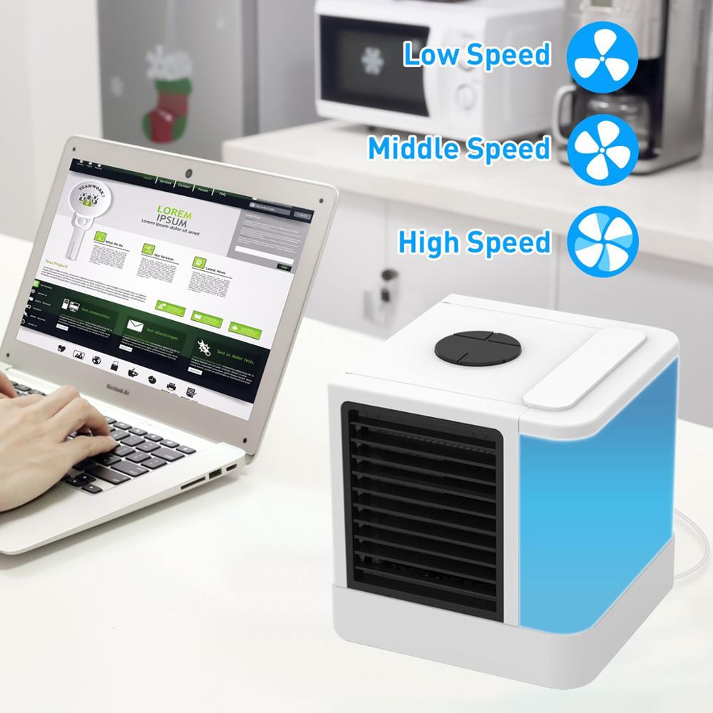Mini Air Conditioner Air Cooler Portable Air Conditioning Device Humidifier 7 Colors Light Desktop Air Cooling Fan