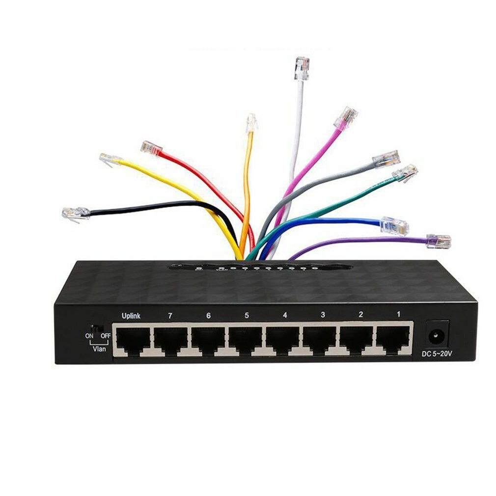 Conmutador inteligente Ethernet de 8 puertos Gigabit, conmutador de red Ethernet de alto rendimiento, 1000Mbps, inyector de Internet RJ45 Hub