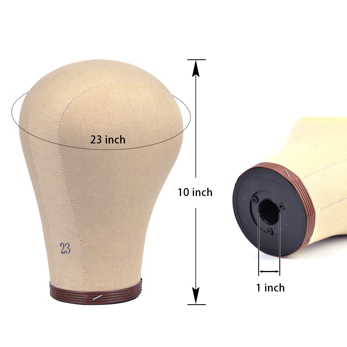 Mannequin Head 21Inch / 22Inch / 23Inch Wig Head Cork Canvas Block Head Wig Display Styling Head With Stand and Mounting Holes