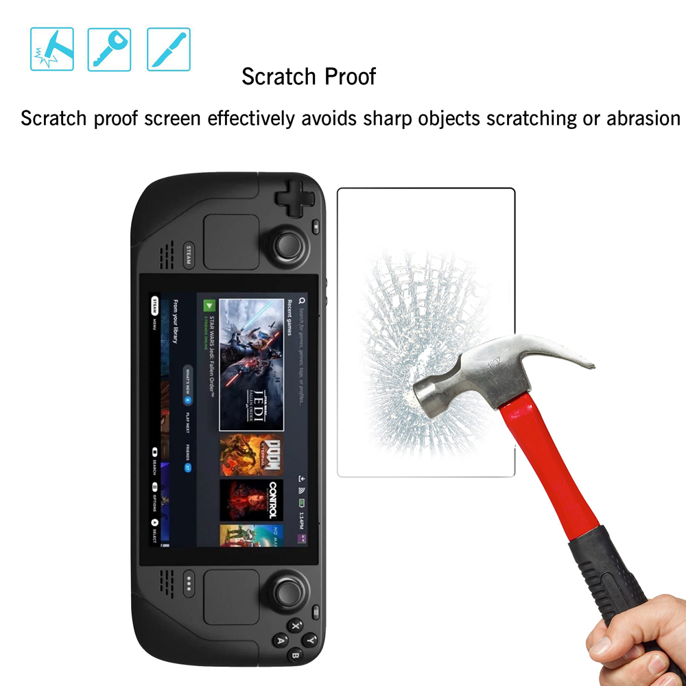 Screen Protector Compatibel Met Stoom Dek (7Inch) (3 Pack) gehard Glas Case Vriendelijke [9H Hardheid]