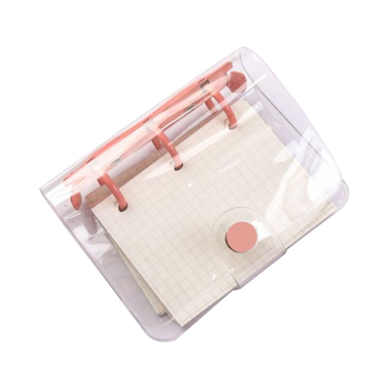 3 Holes Mini PVC Loose Leaf Transparent Diary Notebook Pocket Traveler Planner Note Book Office Supplies: Navy Blue