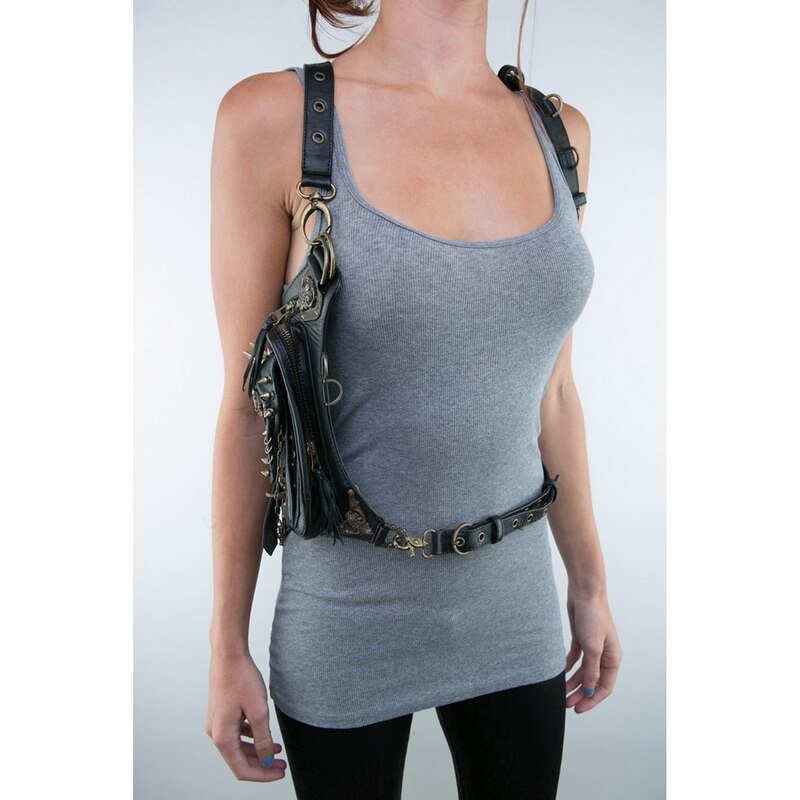 Stoom Punk Motor Tas Enkele Schouder Tas Vrouwen Mobiele Telefoon Taille Zakken Accessoires