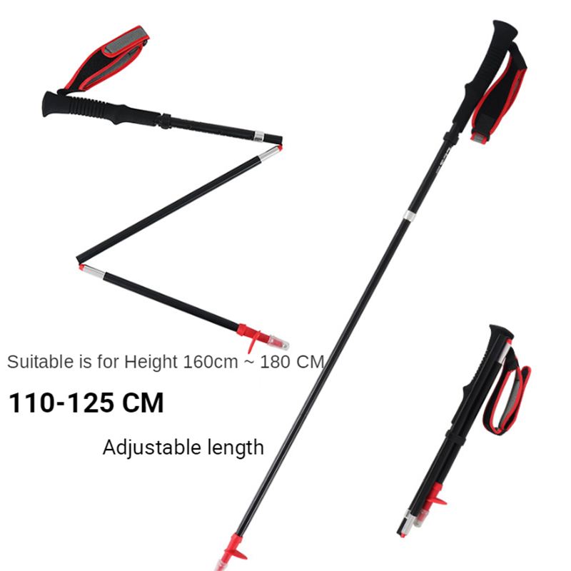 Udendørs folde klatrestang fire udtrækkelige ultra-lette vandrestokke justerbar størrelse 7075 aluminiumslegering bærbar vandrest