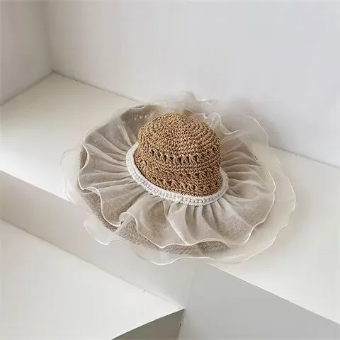 Straw Hat for Women Handmade Summer Hat Beach Travel Outdoor Summer Sun Hat Perfect for Panama Cap: Marfim