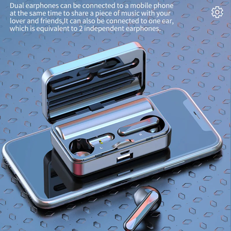 S20 Bluetooth-oortelefoon Koptelefoon Spiegel Draadloze stereoheadset met digitaal display Touch Control Sportoordopjes voor gaming