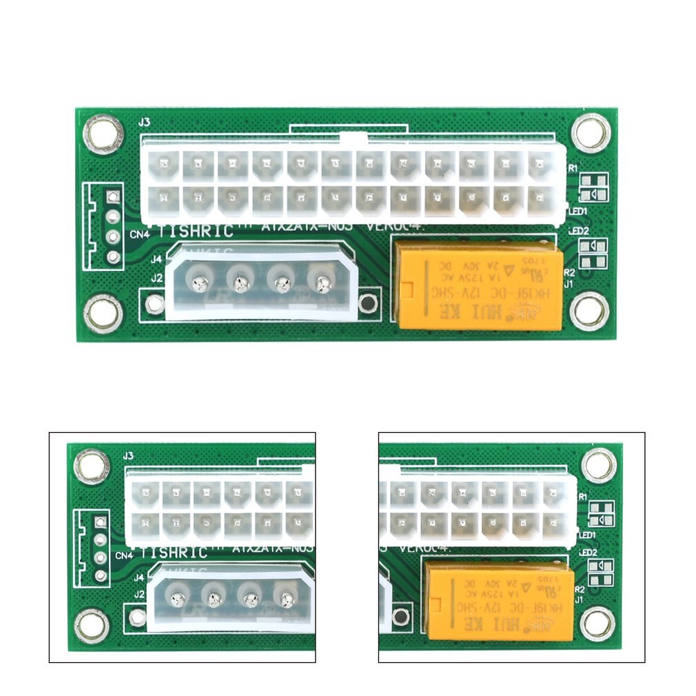 Black Dual PSU Power Supply Sync Adapter Add2psu ATX 24Pin To 4pin Molex Synchronous Connector Riser Cable Miner