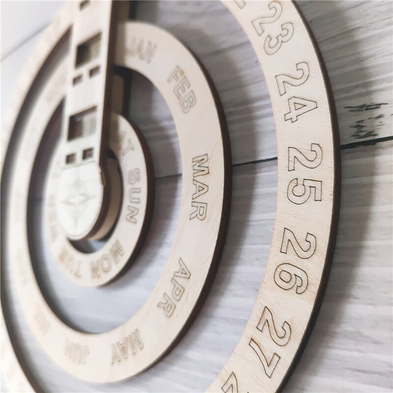 Calendario de pared de madera con rotación Circular, decoración de pared, calendario perpetuo, mesa de pared, adornos para manualidades,