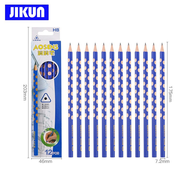 JIKUN 12pcs Triangle Correct Grip Pencil Anti-myopia Pens Handwriting Posture Correction Pencils HB