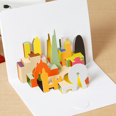 Papier sculpture 3D stéréo carte de voeux fête des enfants anniversaire carte enfants accessoires de: fangwu2