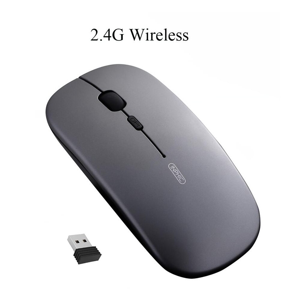 Souris sans fil souris Bluetooth souris silencieuse souris ergonomique Rechargeable 2.4Ghz souris optique USB pour ordinateur portable Macbook: 2.4G Gray
