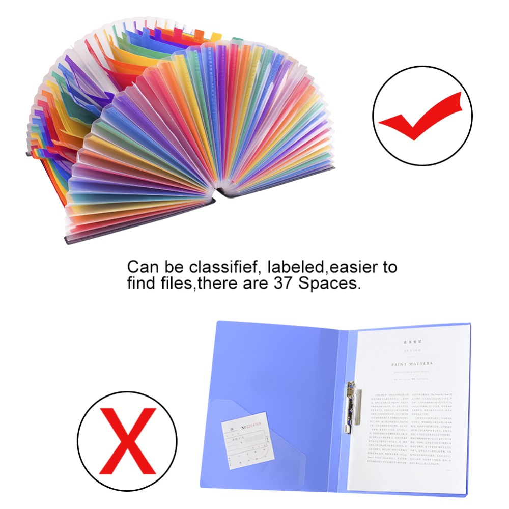 48 Pocket Expanding For Files Folder-Plastic Rainbows Files Organizers A4 Letter Size For Portable Documents Holder Wallet Files