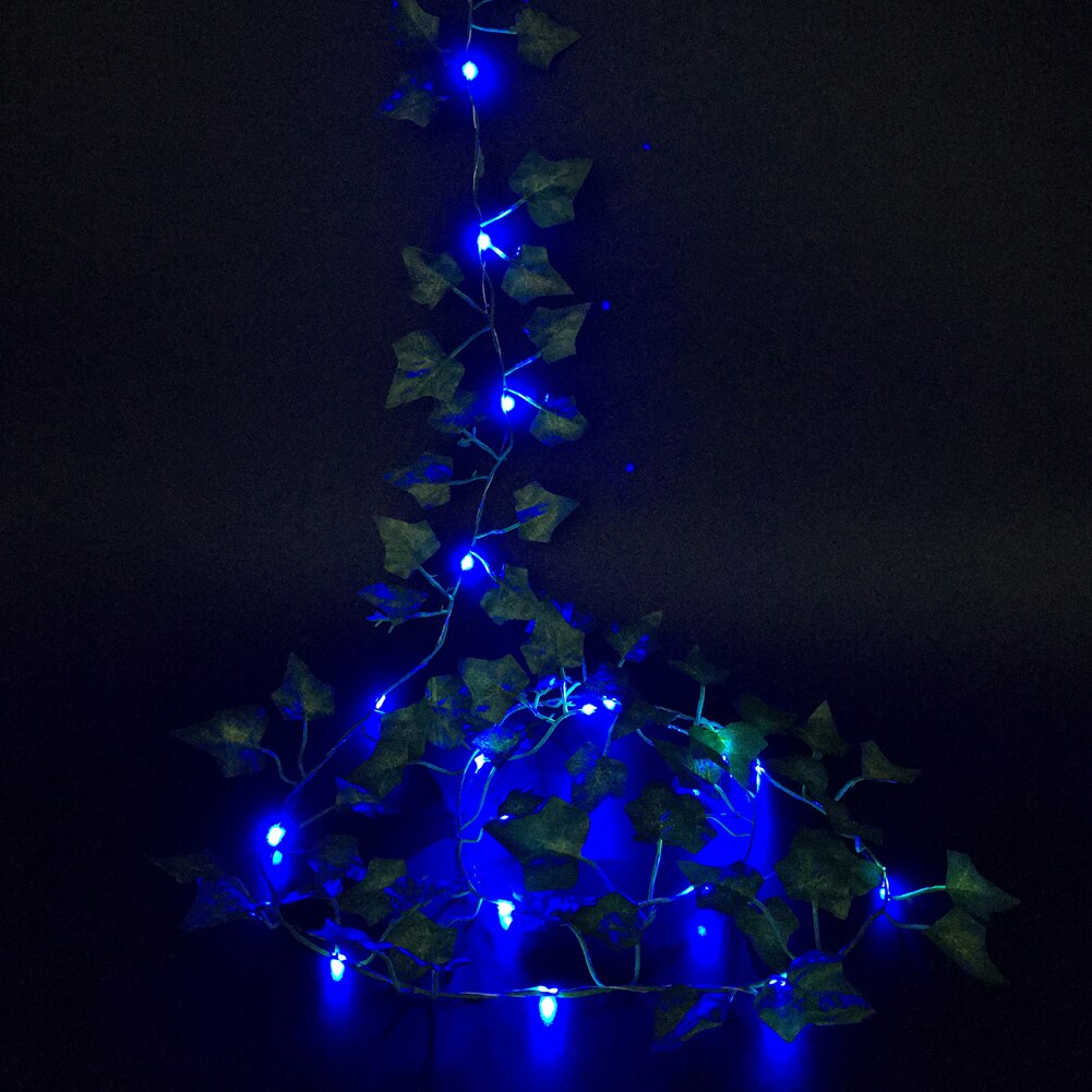2m/ 20 led kunstige planter streng lys grøn blad efeu vin fe lys streng ahorn blade lampe krans gør-det-selv hængende belysning: Blå