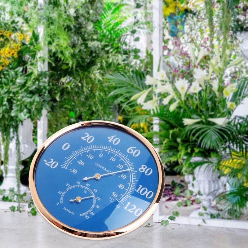 Large Round Thermometer Hygrometer Temperature Humidity Monitor Meter Gauge Blue 62KD