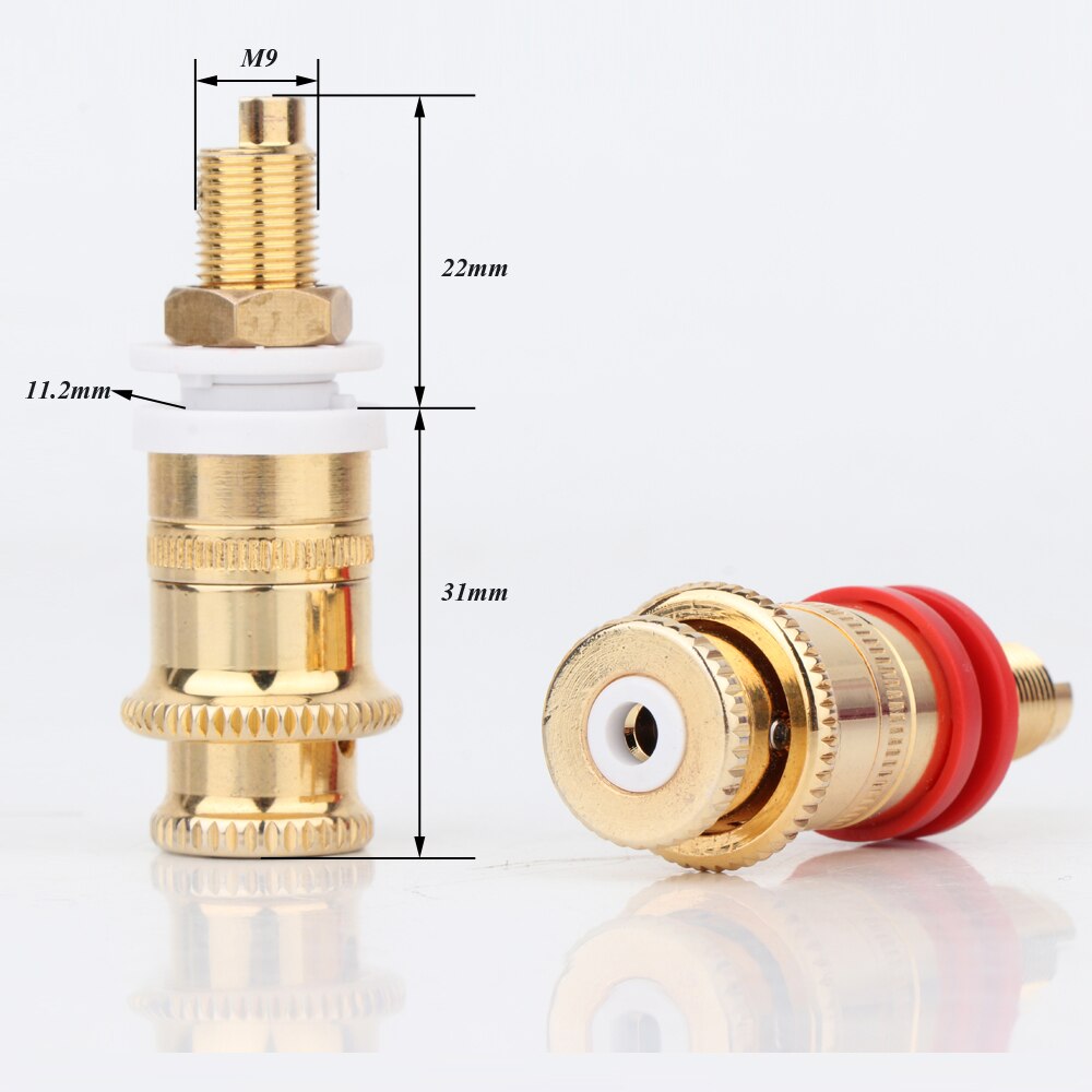 4Pcs BP1115 Gold Plated Speaker Binding Posts Terminal Connector Jack Loudspeaker Cable Soeckt