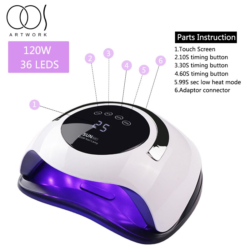 Uv Led Lamp Voor Nagels Drogen Met 120W 36Pcs Zon Licht Voor Gel Nagels Drogen Machines Pak Voor nagels Art Salon Apparatuur Gereedschappen: BQ5T / EU