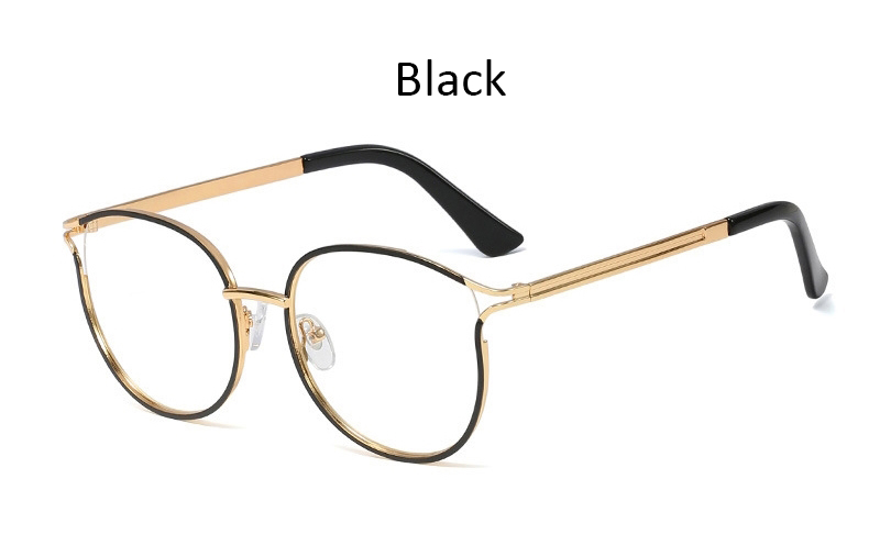 Gafas transparentes de para mujer, gafas de ojo de gato, montura de Gafas de metal para mujer, gafas femeninas ópticas de Retro: Black