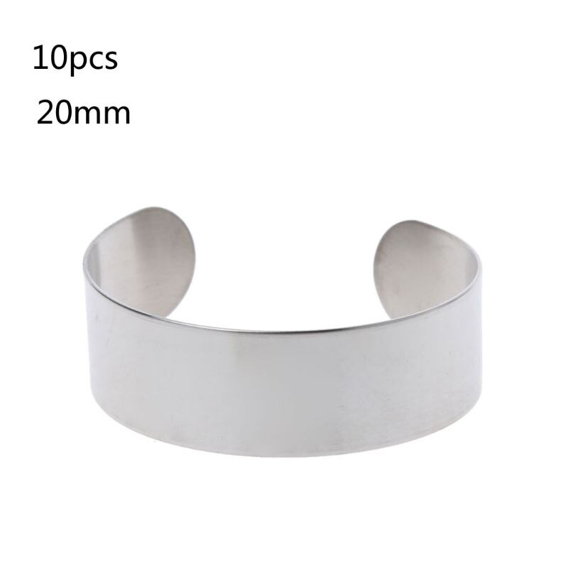 10Pcs/Set Titanium Blank Stamping Bracelet DIY Leather Cuff Bangles Jewelry Making Accessories: 20MM