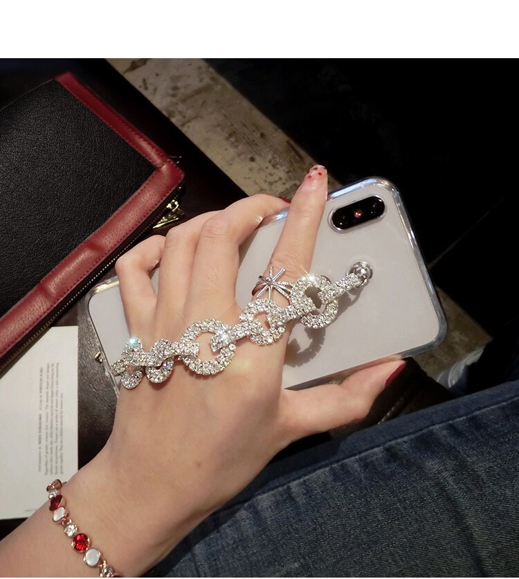 Für iphone 11 Pro MAX XR XS Max 6 6S 7 8 Plus Fall Dame Bling Strass Diamant Armband Kette kristall Fall Für iphone 11 Fällen