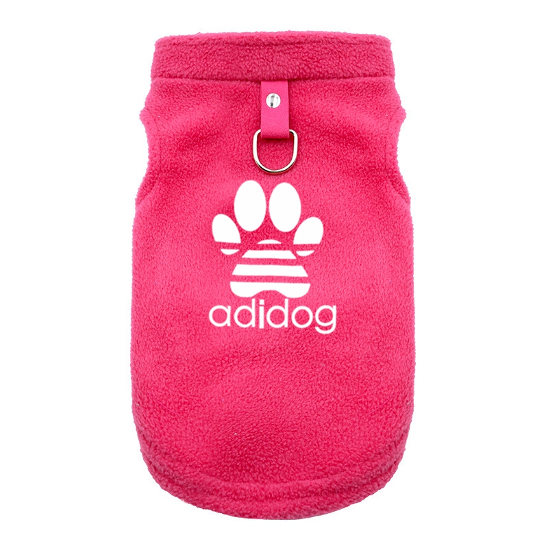 Soft Fleece Dog Clothes for Small Dogs Pull Ring Spring Autumn Winter Warm Pet Pullover French Bulldog Jacket Pug Coats: S / Pink
