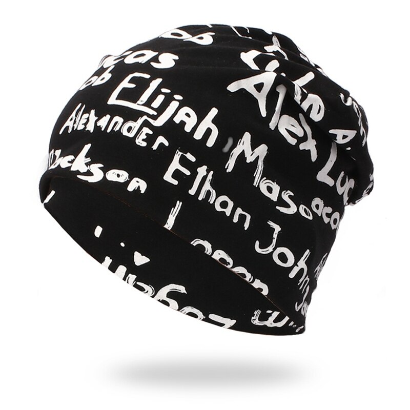 Gorro com letras, de malha, algodão, dobrável, para área externa