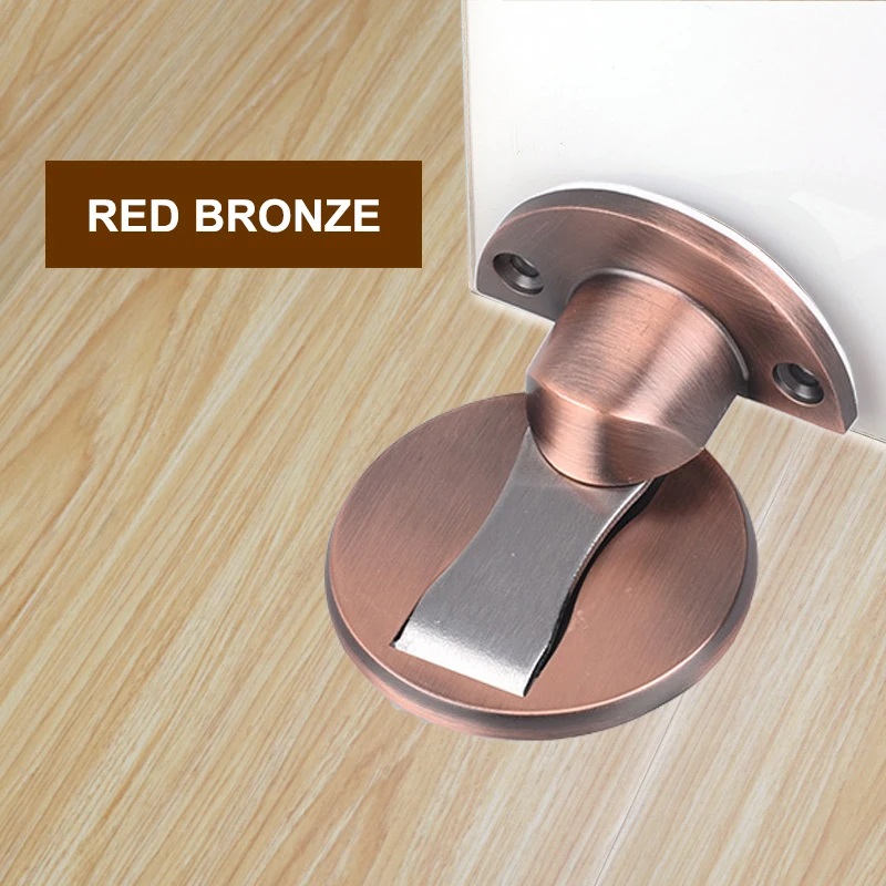 WV Magnetic Door Stops Door Stopper Security Protection Hidden Door Draft Holders Catch Floor Nail-free Doorstop Hardware: black
