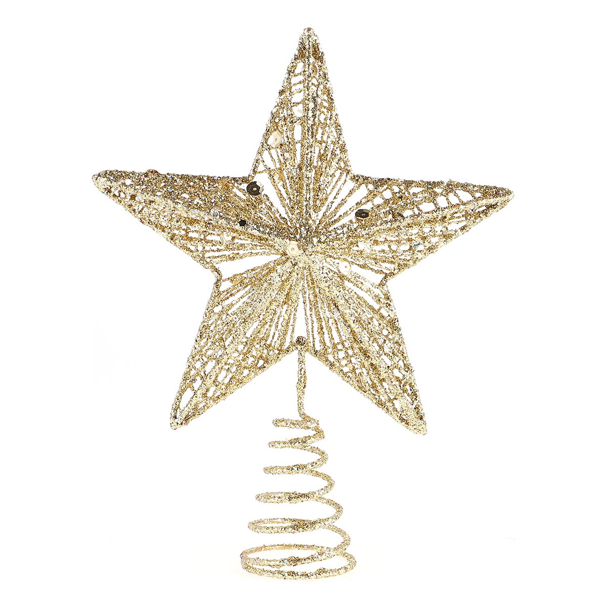 Kerstster kerstboomtoppers goudpoeder kerstboomversieringen kerstversiering kerstboomster 6 kleuren  a50: Gouden
