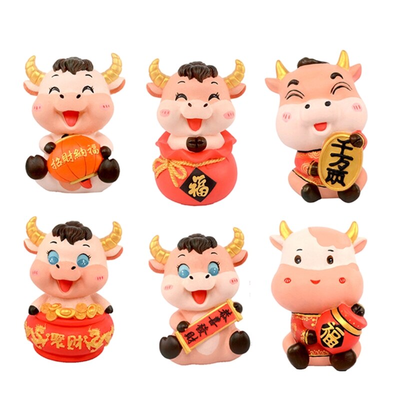 Cow Figurines Year Of Ox Statue DIY Coloring Piggy Bank Ornament