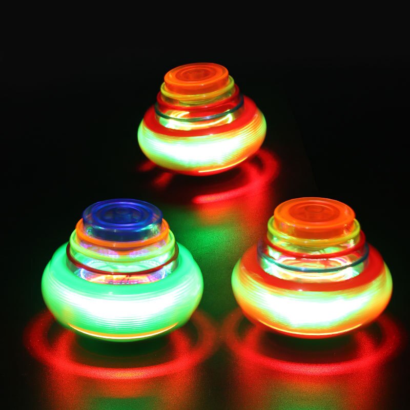 Spinning top flash lysende spinning toppe legetøj farverig top udkast legetøj blinkende led gyroskop børn klassisk legetøj