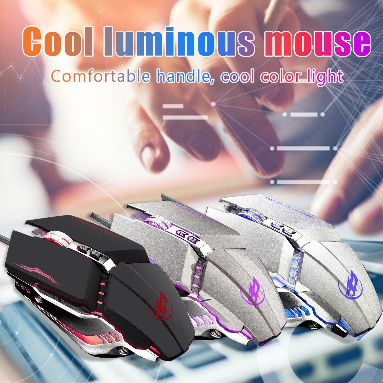 Gaming Mouse T9 - 6400 DPI - Wired USB - Ergonomic - for Laptop PC Games