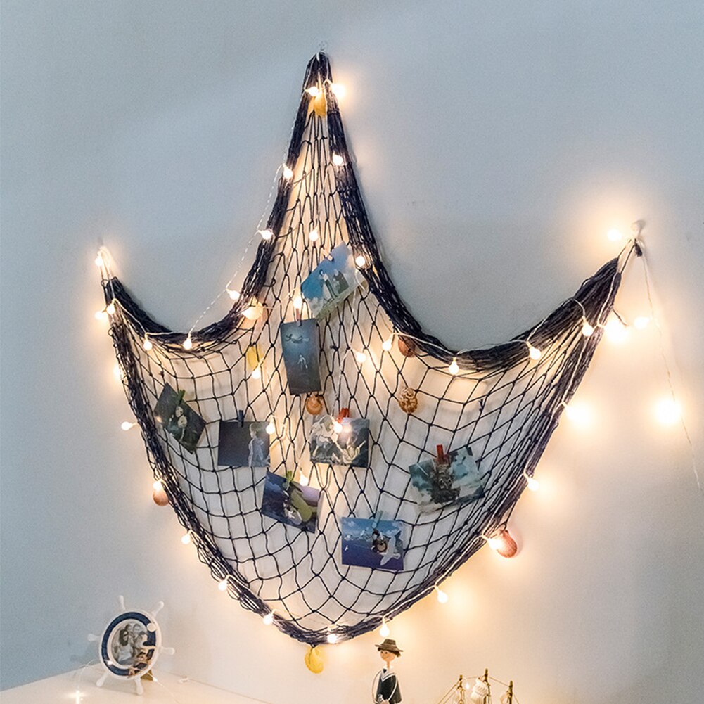 Collage Home Ornament DIY Decoration Display Wall Cards Seashell Artwork Hanging Fishing Net Pictures Organizer Photo Frames